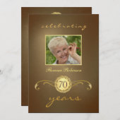 Einladungen zum 70. Geburtstag - Antique Gold Mono (Vorne/Hinten)