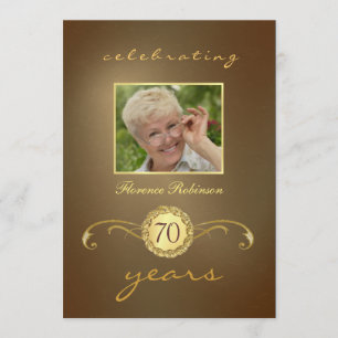 Einladungen zum 70. Geburtstag - Antique Gold Mono