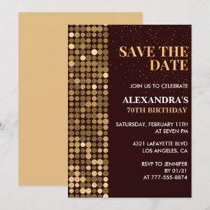 Einladungen zum 70. Geburtstag Save the Date Gold