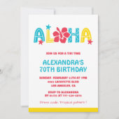 Einladungen zum 70. Geburtstag Tropical Aloha Hawa (Vorderseite)