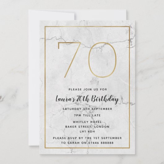Einladungen zum 70. Geburtstag von White & Gold Ma (Vorderseite)