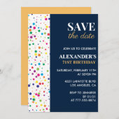 Einladungen zum 71. Geburtstag Save the Date Confe (Vorne/Hinten)