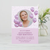 Einladungen zum 73. Geburtstag Foto Lila Balloons (Stehend Vorderseite)