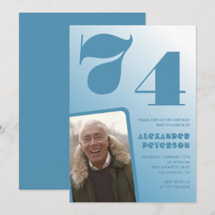 Einladungen zum 74. Geburtstag Blue Men Photo grad
