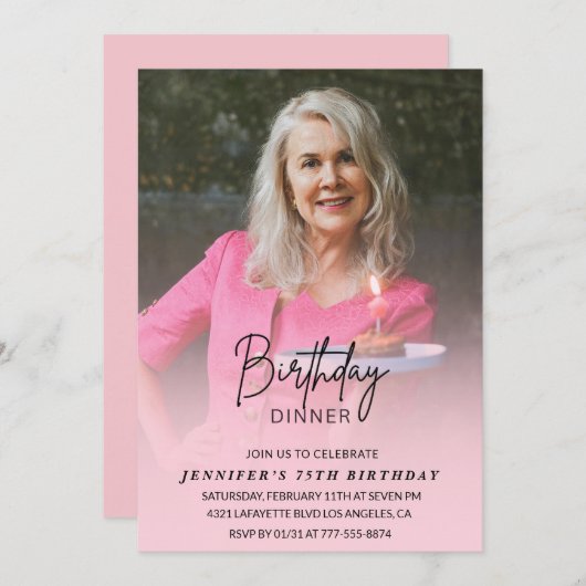 Einladungen zum 75. Geburtstag Geburtstag Abendess (Vorne/Hinten)