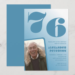 Einladungen zum 76. Geburtstag mit blauem Männerfo