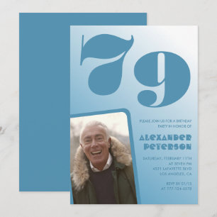 Einladungen zum 79. Geburtstag Blue Men Photo grad