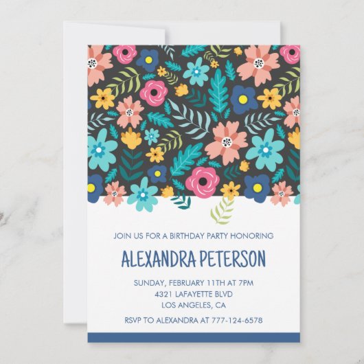 Einladungen zum 79. Geburtstag Floral Pattern (Vorderseite)