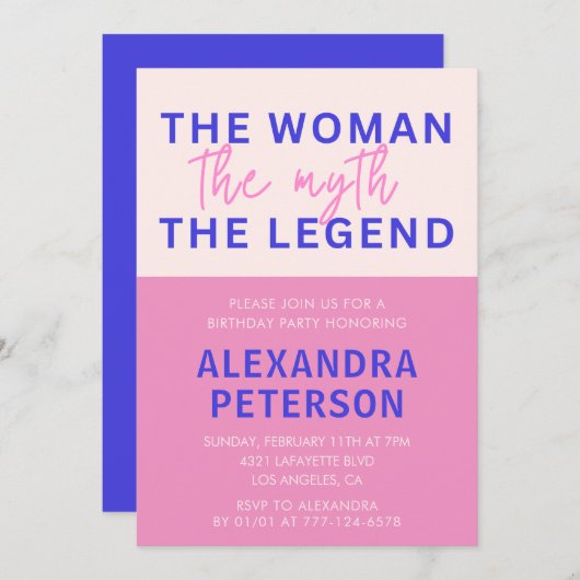 Einladungen zum 79. Geburtstag Spaß Woman Myth Leg (Vorne/Hinten)