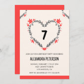 Einladungen zum 7. Geburtstag für ihr Blumenherz (Vorne/Hinten)