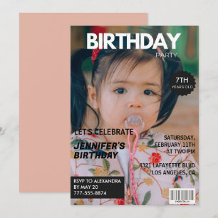 Einladungen zum 7. Geburtstag Girl Magazine Cover