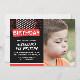 Einladungen zum 7. Geburtstag Junge Party Foto Rot