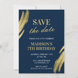 Einladungen zum 7. Geburtstag Save the Date Navy G