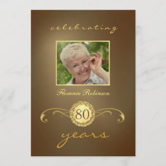 Einladungen zum 80. Geburtstag - Antique Gold Mono