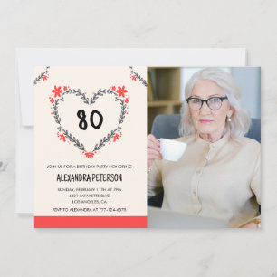 Einladungen zum 80. Geburtstag für ihr Blumenherz