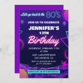 Einladungen zum 80er Retro zum 13. Geburtstag (Vorne/Hinten)