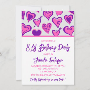 Einladungen zum 81. Geburtstag mit Pink Glam Herz