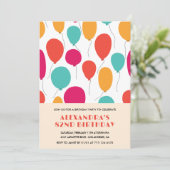 Einladungen zum 82. Geburtstag Balloons farbenfroh (Stehend Vorderseite)