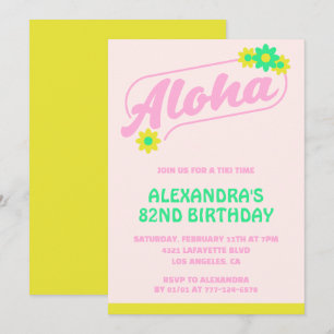 Einladungen zum 82. Geburtstag Tropical Aloha Pink