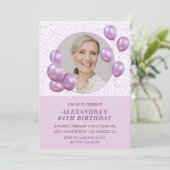 Einladungen zum 84. Geburtstag Foto Lila Balloons (Stehend Vorderseite)