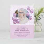 Einladungen zum 85. Geburtstag Balloons Foto Lila (Stehend Vorderseite)