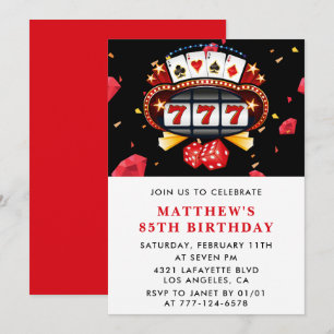 Einladungen zum 85. Geburtstag Casino-Thema Poker