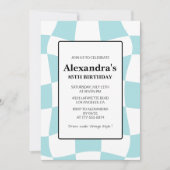 Einladungen zum 85. Geburtstag Retro Checkered Blu (Vorderseite)