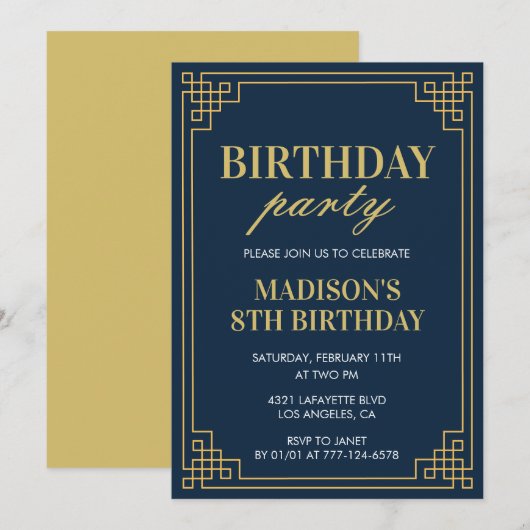 Einladungen zum 8. Geburtstag Geburtstagsfeier (Vorne/Hinten)