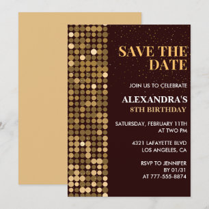 Einladungen zum 8. Geburtstag Save the Date Gold