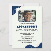 Einladungen zum 90. Geburtstag Men Navy Simple Fot (Vorderseite)