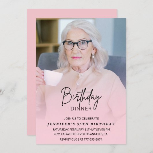 Einladungen zum 95. Geburtstag Geburtstag Abendess (Vorne/Hinten)