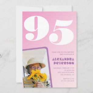 Einladungen zum 95. Geburtstag Pink Retro-Foto