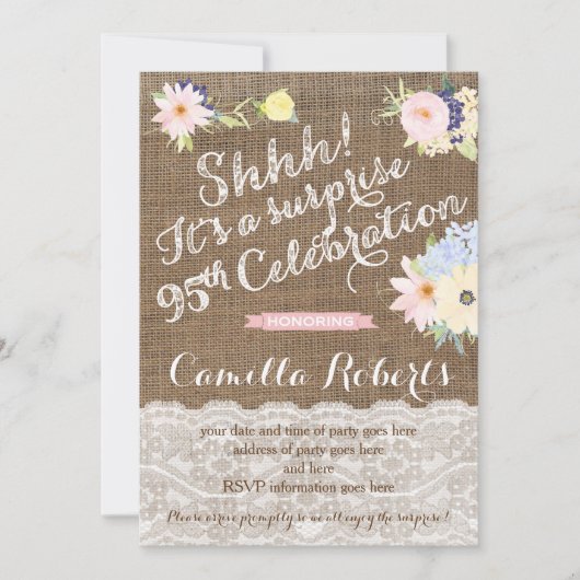 Einladungen zum 95. Geburtstag, Überraschung Party (Vorderseite)