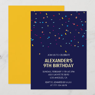Einladungen zum 9. Geburtstag Boy Confetti Modern