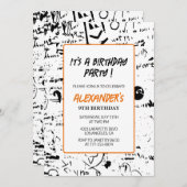 Einladungen zum 9. Geburtstag Boy Graffiti Party P (Vorne/Hinten)