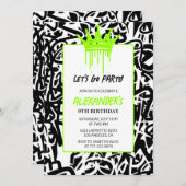 Einladungen zum 9. Geburtstag Boy Party Graffiti C (Vorne/Hinten)