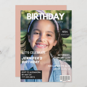 Einladungen zum 9. Geburtstag Girl Magazine Cover