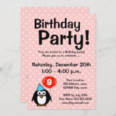 Einladungen zum 9. Geburtstag mit lustigem Pinguin (Vorne/Hinten)
