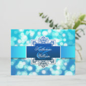 Einladungen zum Abendessen mit blauen Lichtern Pro (Stehend Vorderseite)