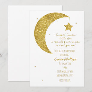 Einladungen zum Baby Dusche & White Moon & Stars