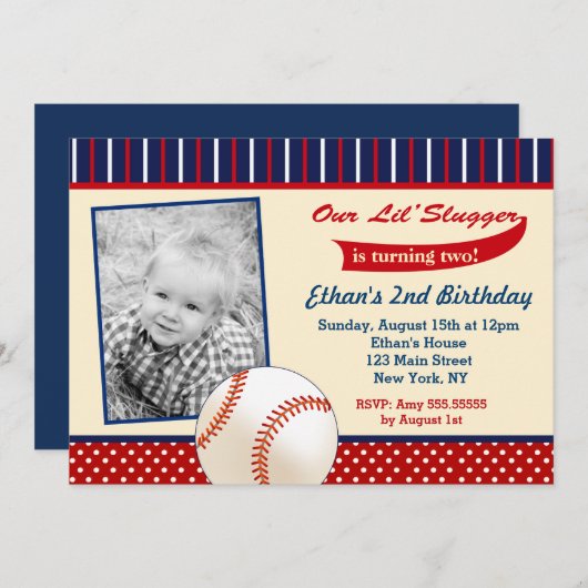 Einladungen zum Baseball Geburtstag (Vorne/Hinten)