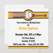 Einladungen zum Baseball-Gelb/Gold-Geburtstag (Vorne/Hinten)