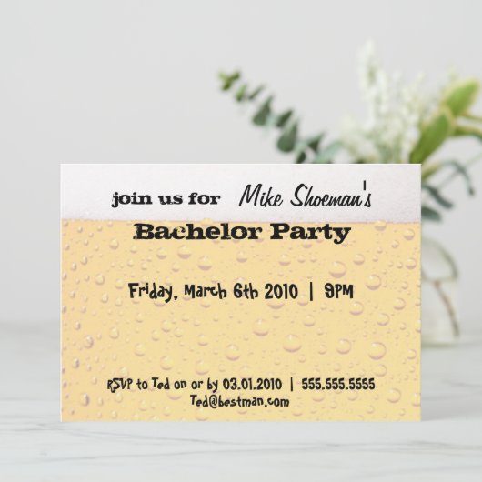 Einladungen zum Bier Bachelor (Stehend Vorderseite)