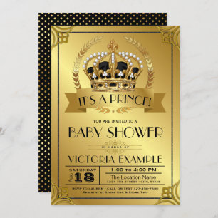 Einladungen zum Black and Gold Prince Baby Shower
