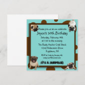 Einladungen zum blauen und braunen Mops (Vorne/Hinten)