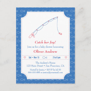 Einladungen zum Blue and Red Fishing Baby Shower