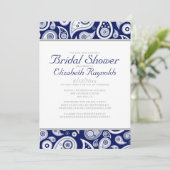 Einladungen zum Blue Paisley Bridal Shower (Stehend Vorderseite)