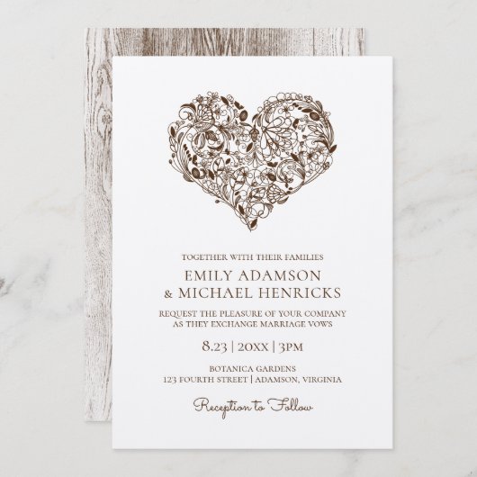 Einladungen zum Blumenherz | Brown Kraft (Vorne/Hinten)