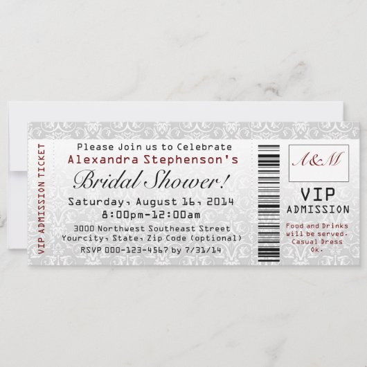 Einladungen zum Brautparty (Vorderseite)