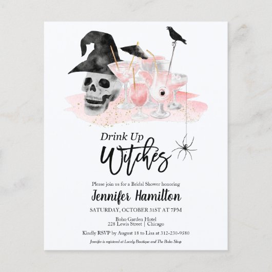 Einladungen zum Brautparty "Drinup Whitches" (Vorderseite)